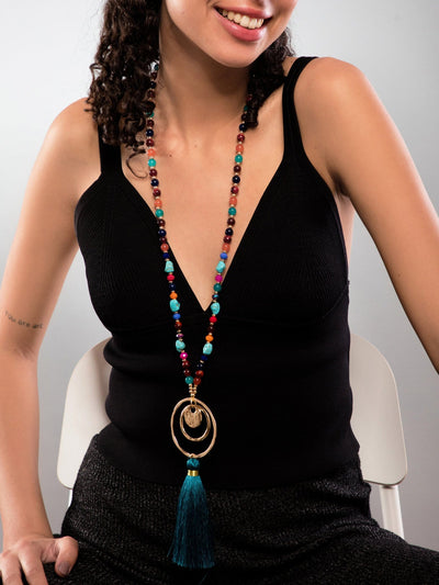 OR Jewellery MIX / Os Bead Necklace with Tassel Pendant