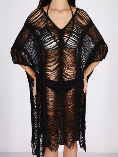 OR Swimwear Black / Os Knitted Distressed Cover-up