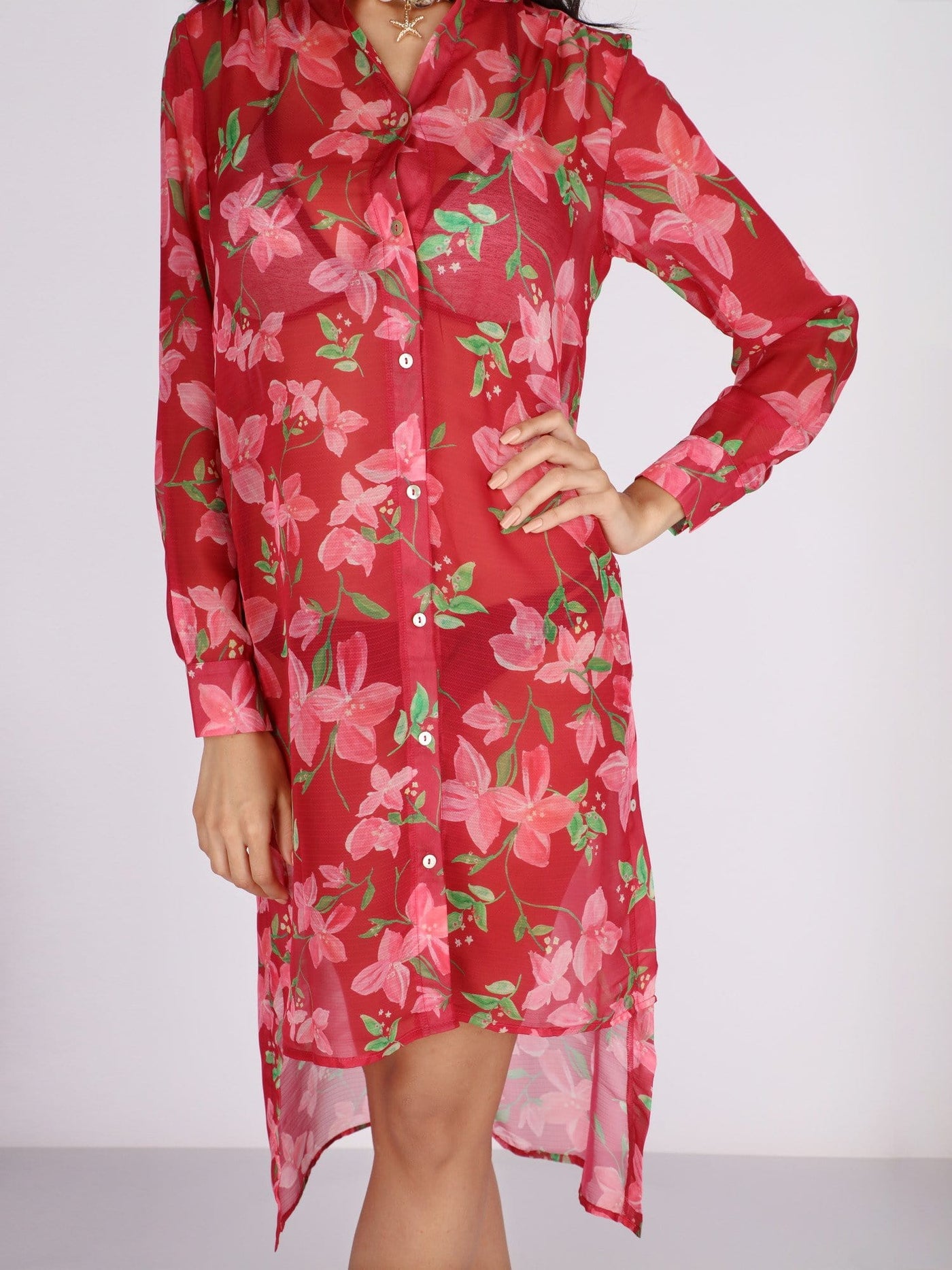 OR Swimwear Button Down Floral Cover Up