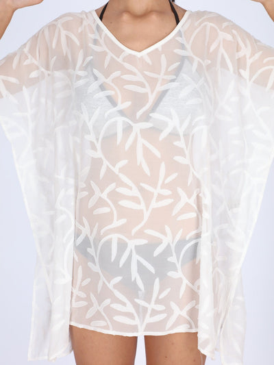 OR Swimwear Self Patterned Leaves Beach Cover-up