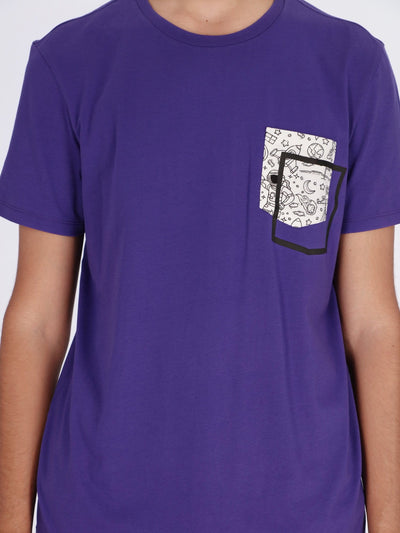 OR T-Shirts Dark Purple - V24 / S Short Sleeves T-shirt with Illusion Printed Pocket
