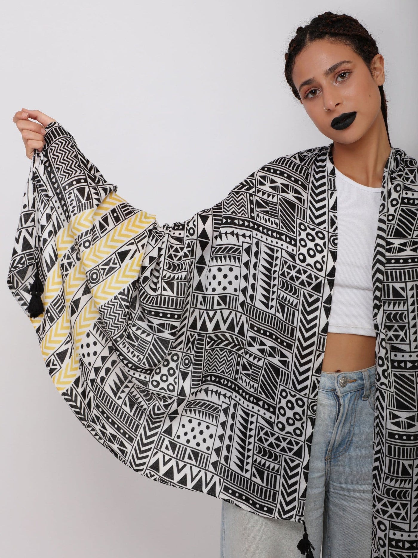 OR Hats & Scarves BLACK / Os Rectangular Scarf with Aztec Print