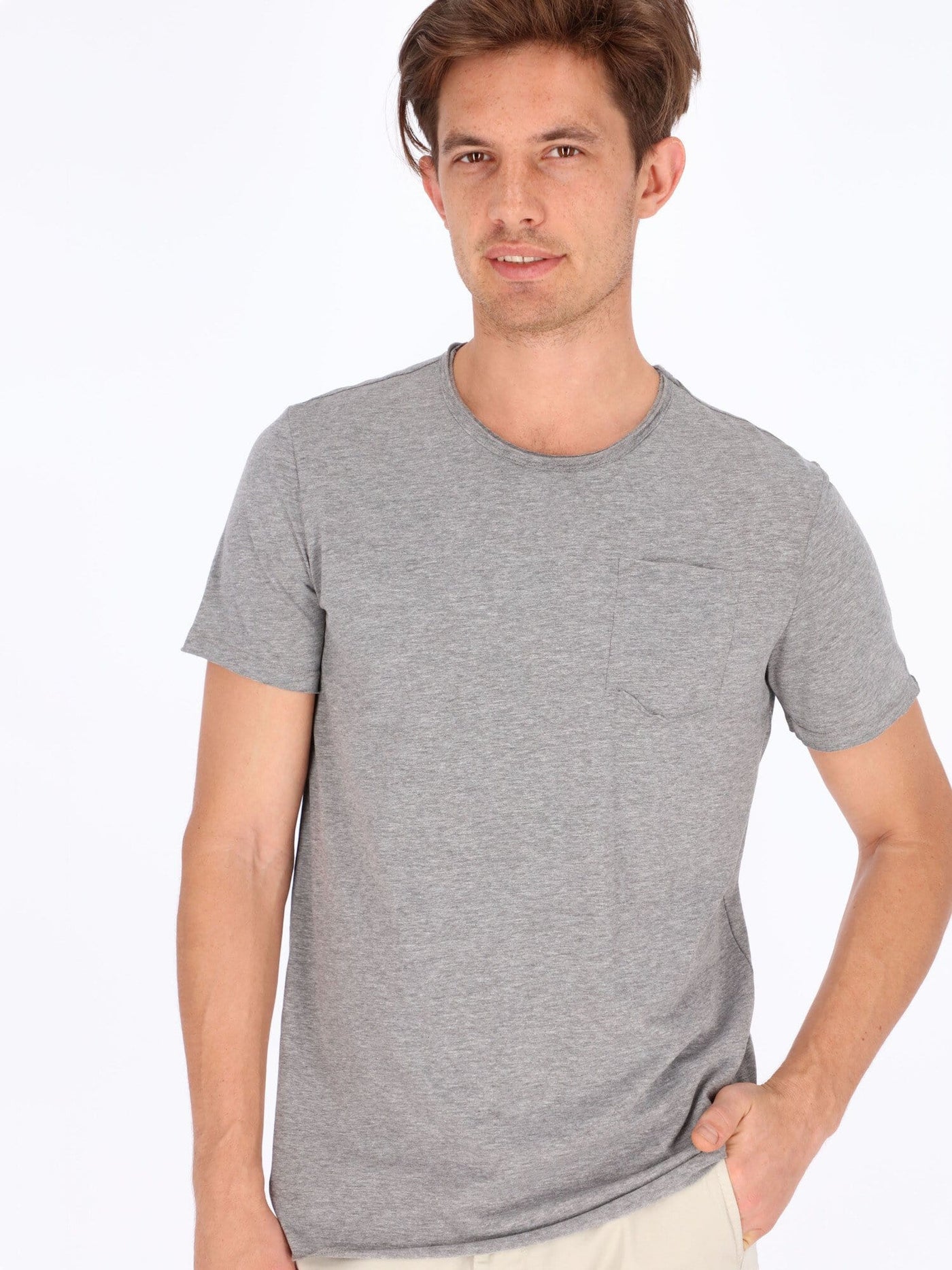 OR T-Shirts Heather Grey / S Round Neck Chest Pocket T-Shirt