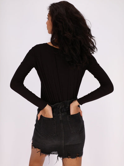 OR Tops & Blouses Front Text Print Basic Long Sleeve Top