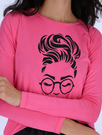 OR Tops & Blouses Fandango Pink / S Long Sleeve Front Print T-shirt