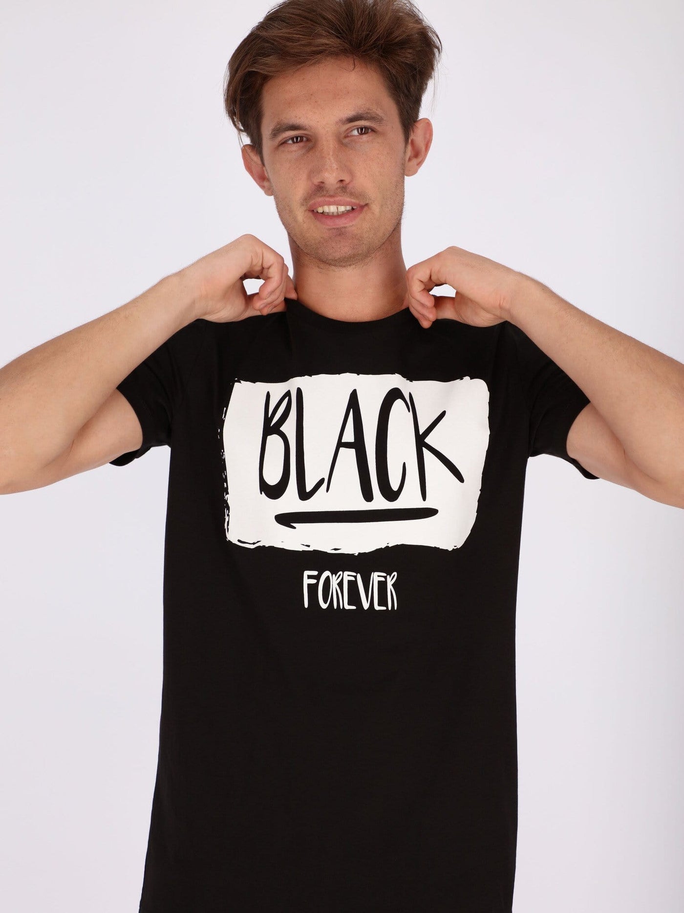 OR T-Shirts Black Forever Front Print Short Sleeve T-Shirt