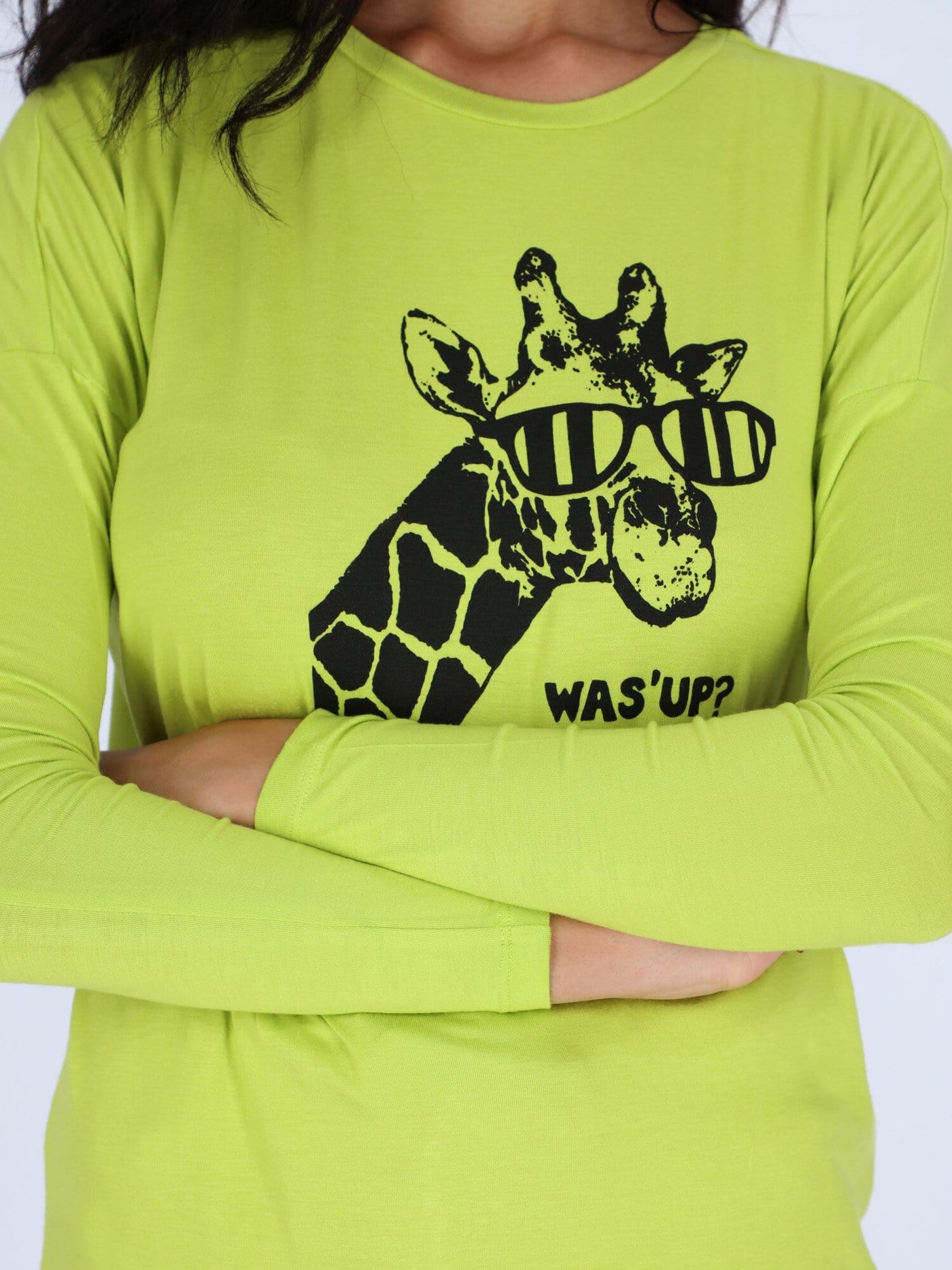 OR Tops & Blouses Apple Green - V60 / S Long Sleeve Front Print T-shirt