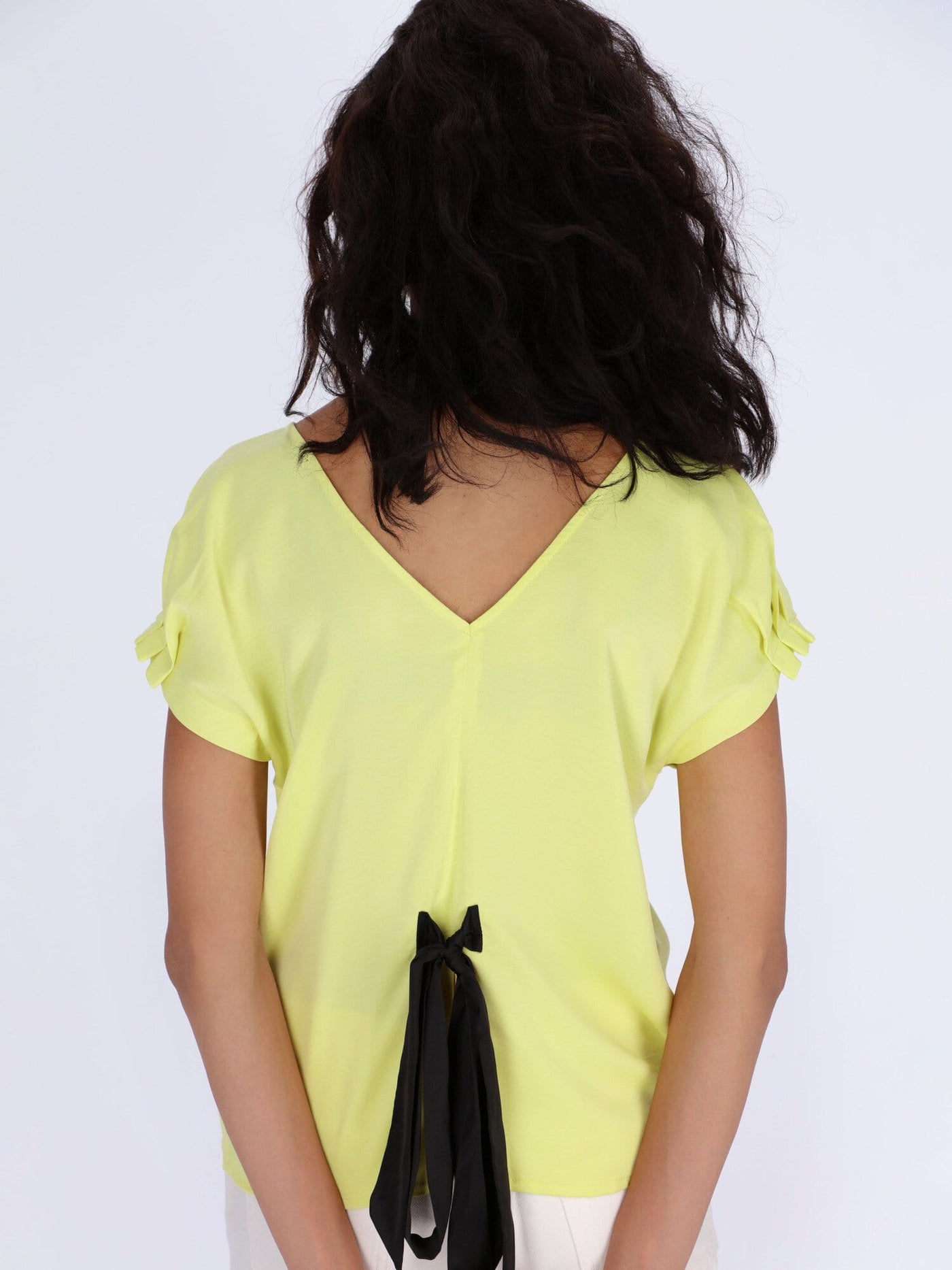 OR Tops & Blouses Back Ribbon Top with Puff Sleeves