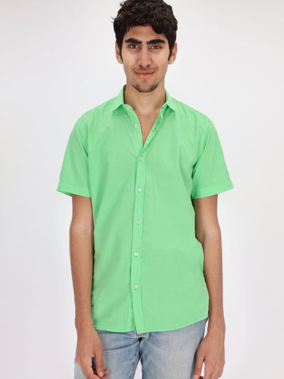 OR Shirts Green-V18 / M Basic Short Sleeve Turn-Down Collar Shirt