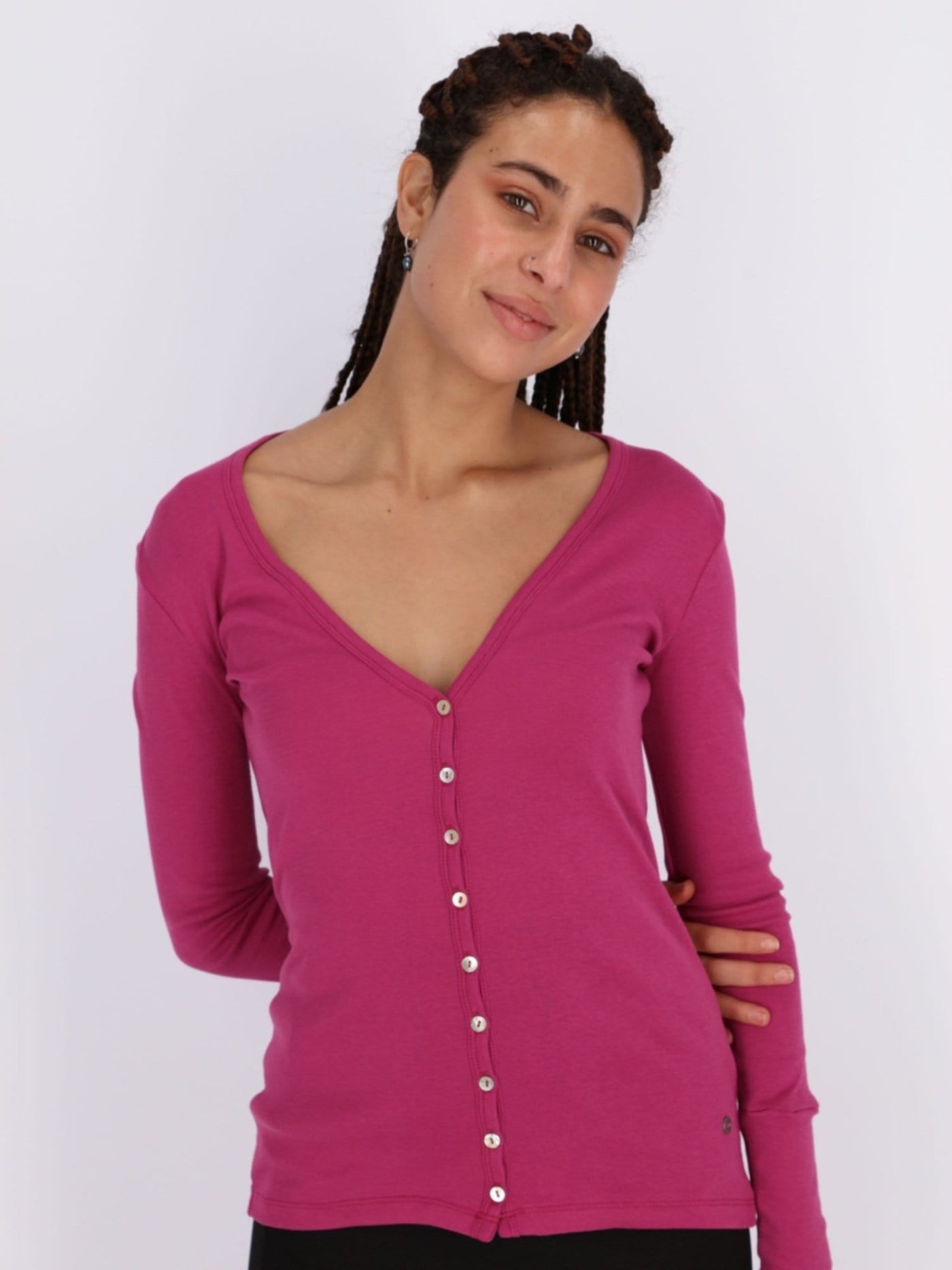 OR Jackets & Cardigans Baton Rouge / XL Basic Buttoned Jumper with V Neck