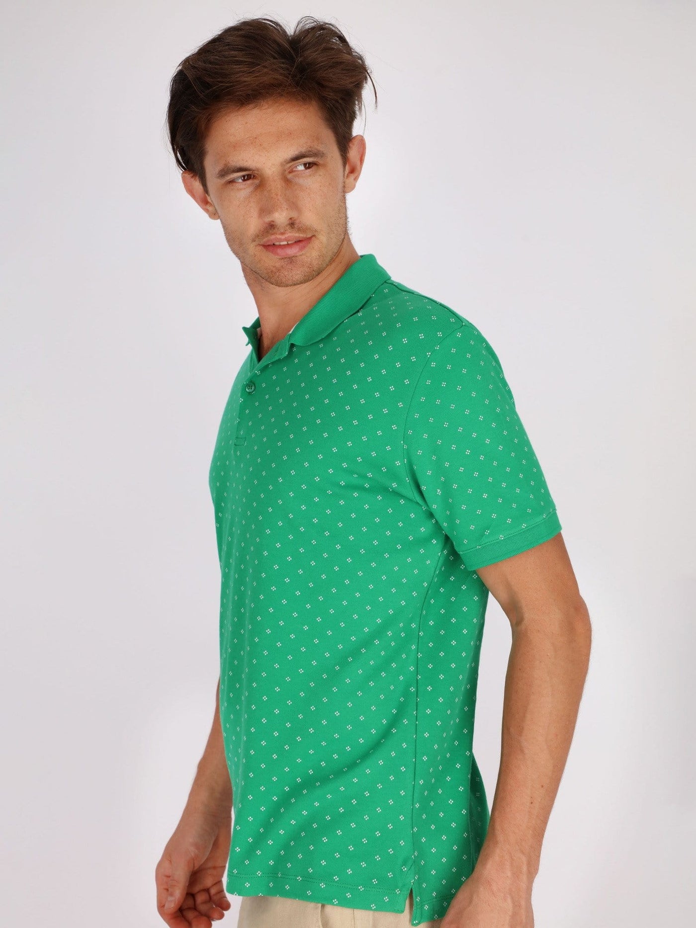 Naga Homme Polos Green-129 / 56\XXL Diamond Dot Pattern Polo Shirt