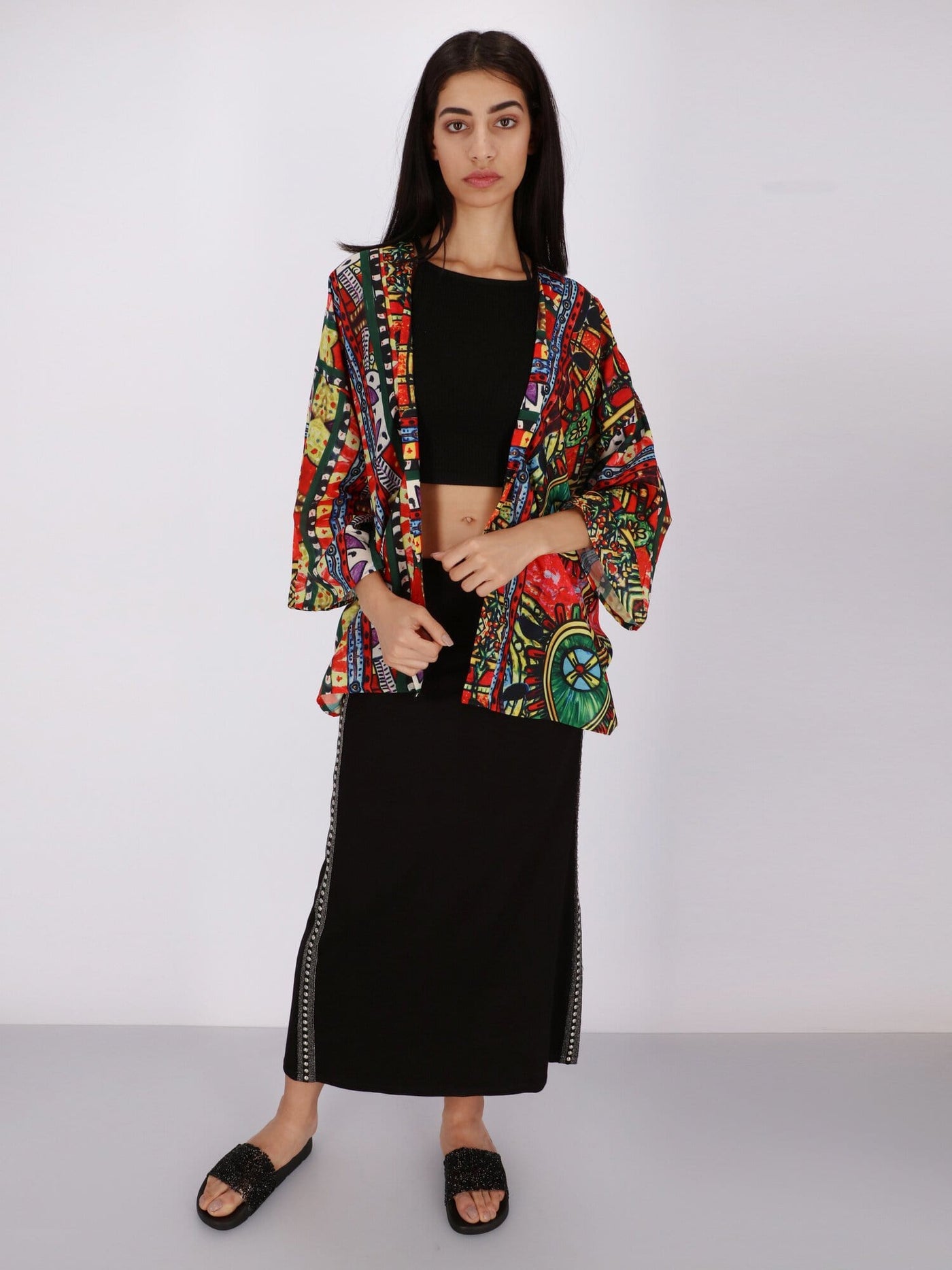 Sherwal Tops & Blouses Black / Free Size Kongo Kimono