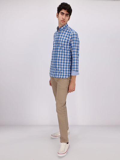 Daniel Hechter Shirts Blue / S Long Sleeve Plaids Shirt with button-down Collar