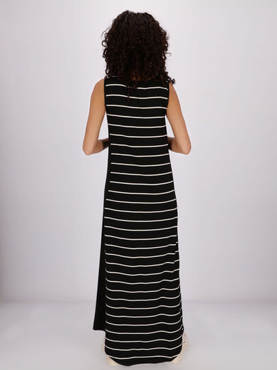 OR Dresses & Jumpsuits BLACK / S Sleeveless Sheath Dress with Horizontal Stripes