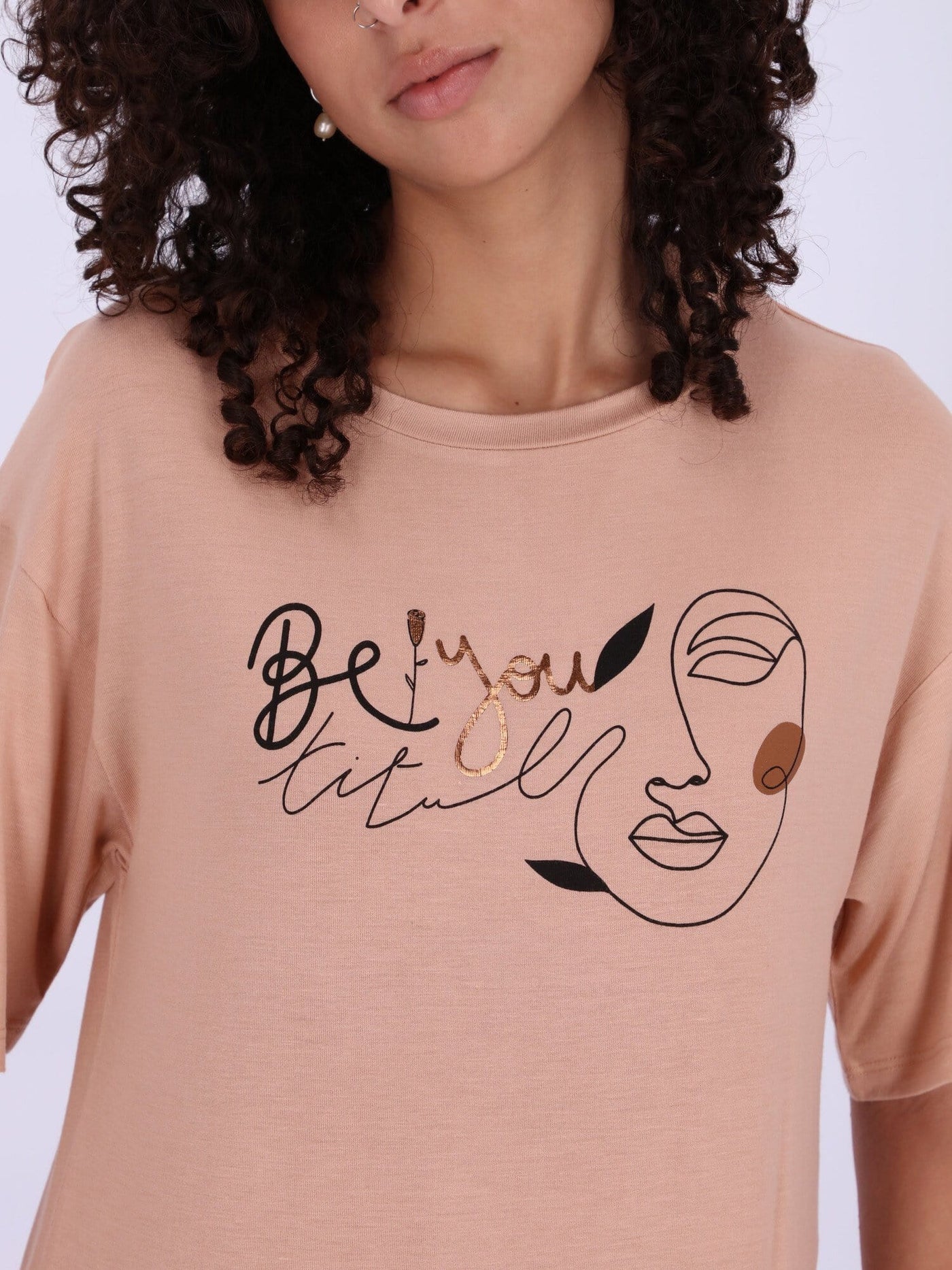 OR Tops & Blouses Taupe / S Front Text Print Friday-Ish Short Sleeve T-Shirt