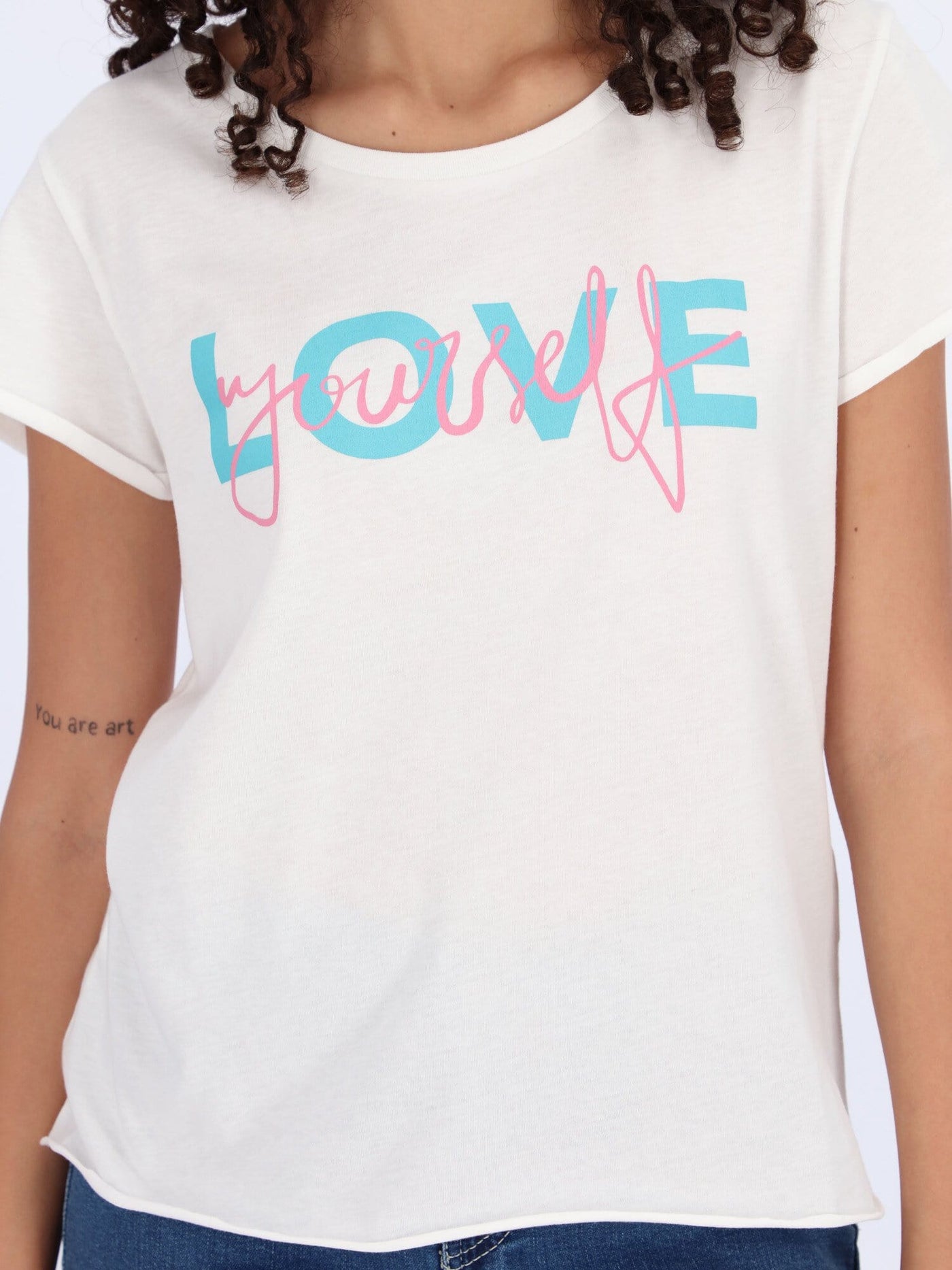 OR Tops & Blouses Love Yourself Front Text Print Short Sleeve Top