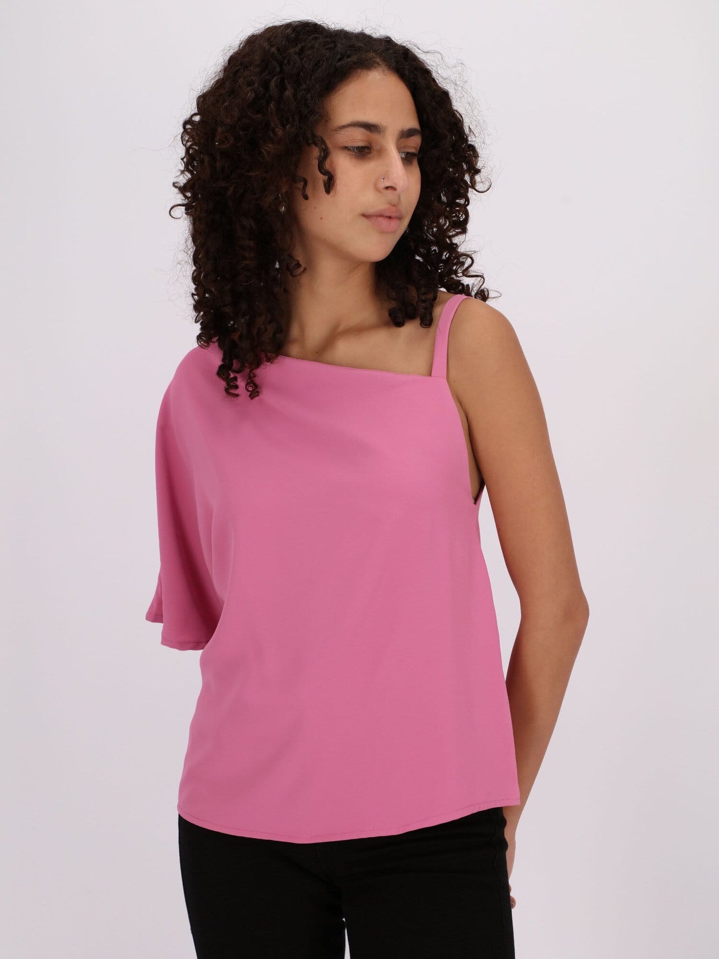 OR Tops & Blouses Neon Fuchsia / S Short Sleeve Top with One Strap