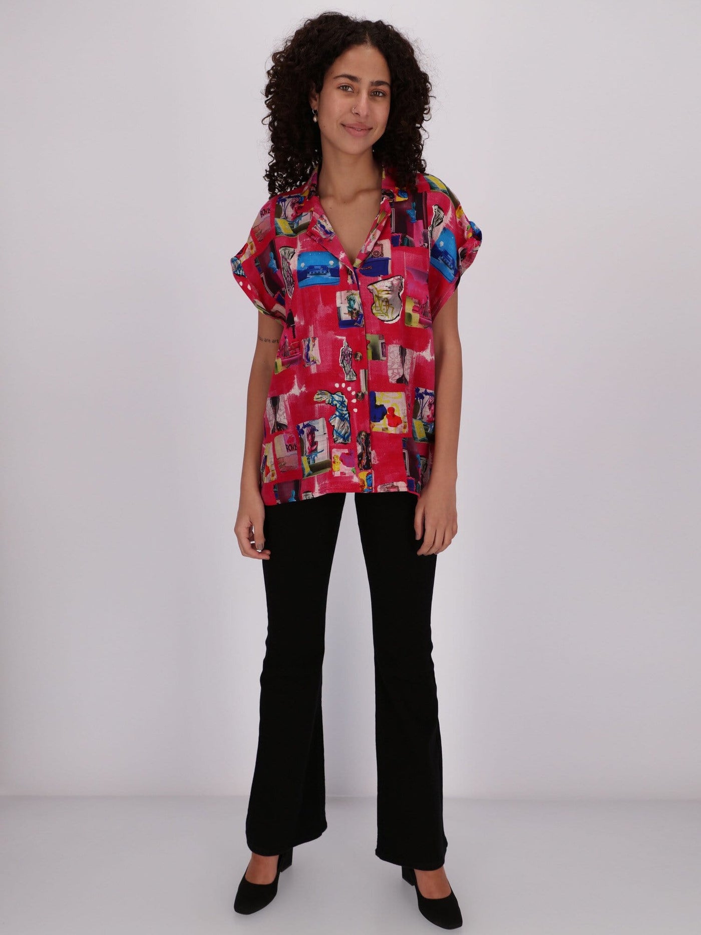 OR Tops & Blouses Random Patterns Casual Shirt with Cap Sleeve