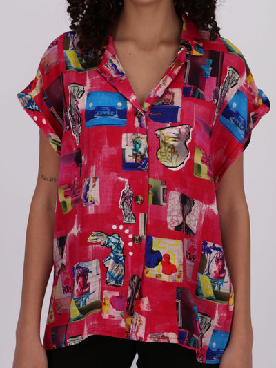 OR Tops & Blouses Random Patterns Casual Shirt with Cap Sleeve
