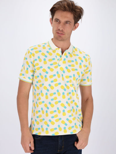 Naga Homme Polos All Over Pineapple Printed Polo Shirt