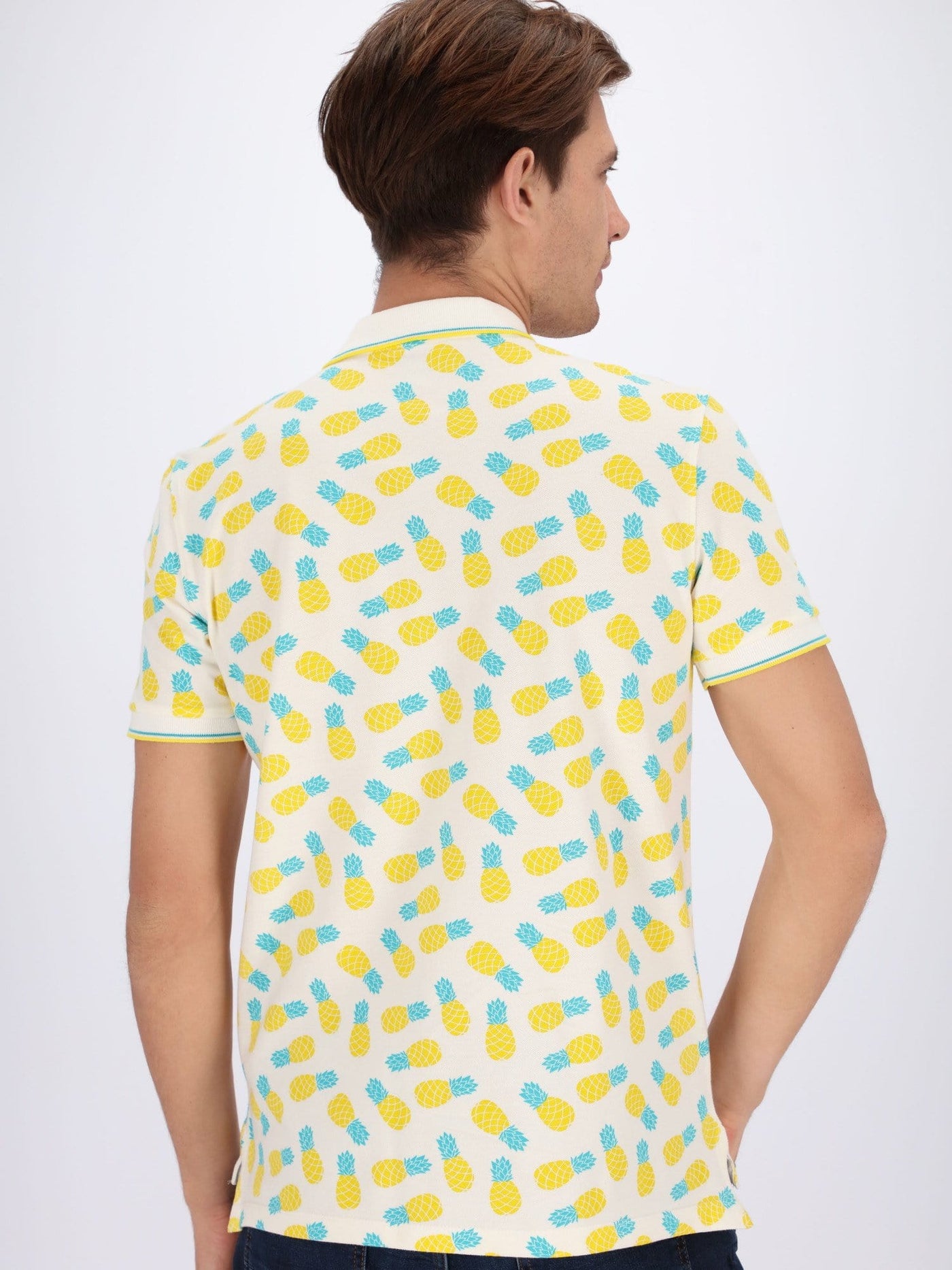 Naga Homme Polos All Over Pineapple Printed Polo Shirt