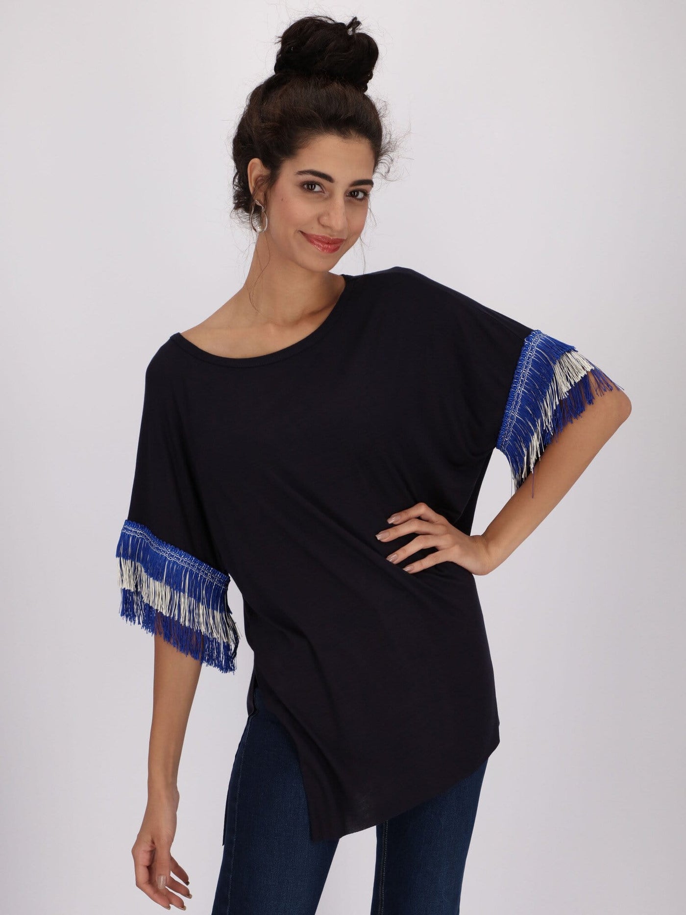 OR Tops & Blouses Front Knotted Top with Tassels Kimono Sleeve