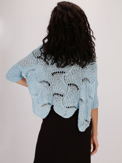 OR Knitwear Corydalis Blue / Os Open Stitch Sweater with Asymmetric Hem