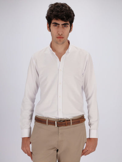 OR Shirts White / S Casual Solid Shirt with Button-Down with Contrasting Color
