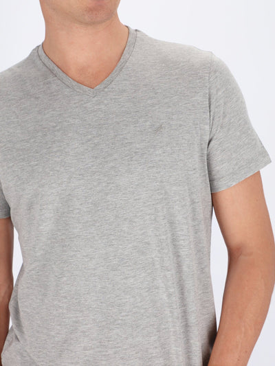 Daniel Hechter T-Shirts Light Grey / 3XL Basic V Neck Casual T-Shirt