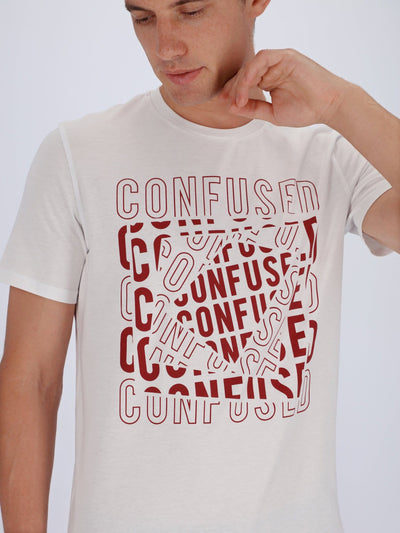 OR T-Shirts White / S Confused Front Print T-Shirt