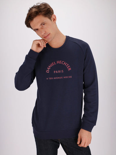 Daniel Hechter Sweatshirts & Hoodies Navy / L Rubber Front Print Melton Sweatshirt