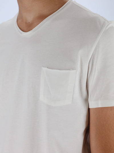 OR T-Shirts Off White / S Chest Pocket V-Neck Solid T-Shirt