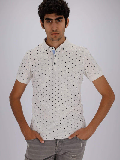 OR Polos White / S All-Over Print Turned-Down Collar Short Sleeve Polo Shirt