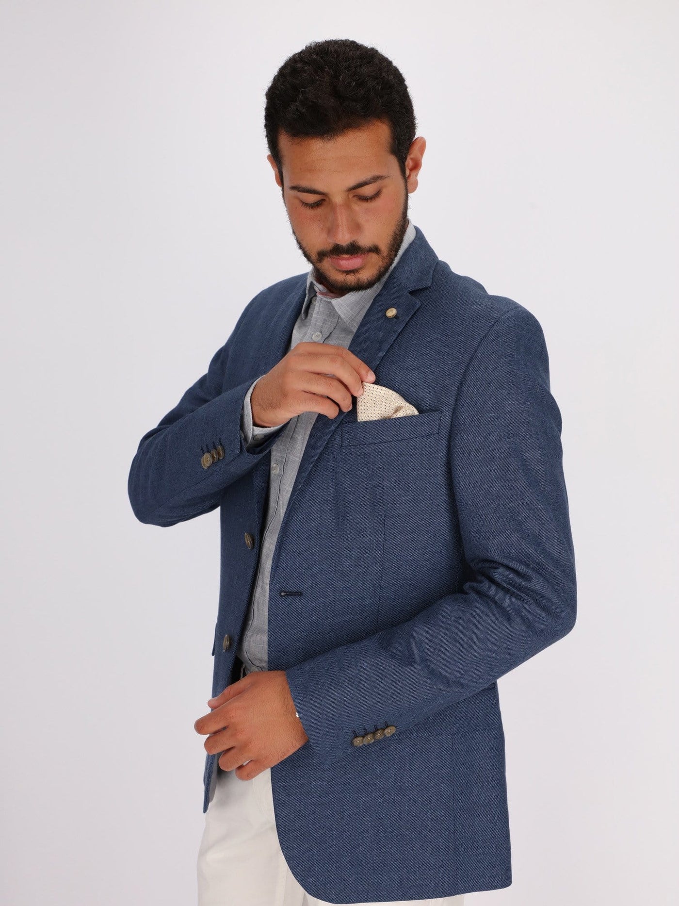 Daniel Hechter Suits & Blazers Fancy Blue / 48 jacquard Blazer with Notch Collar