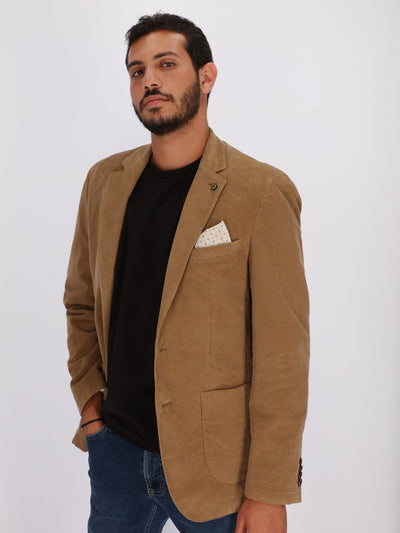 Daniel Hechter Suits & Blazers Beige / 50 Corduroy Blazer with Notch Collar