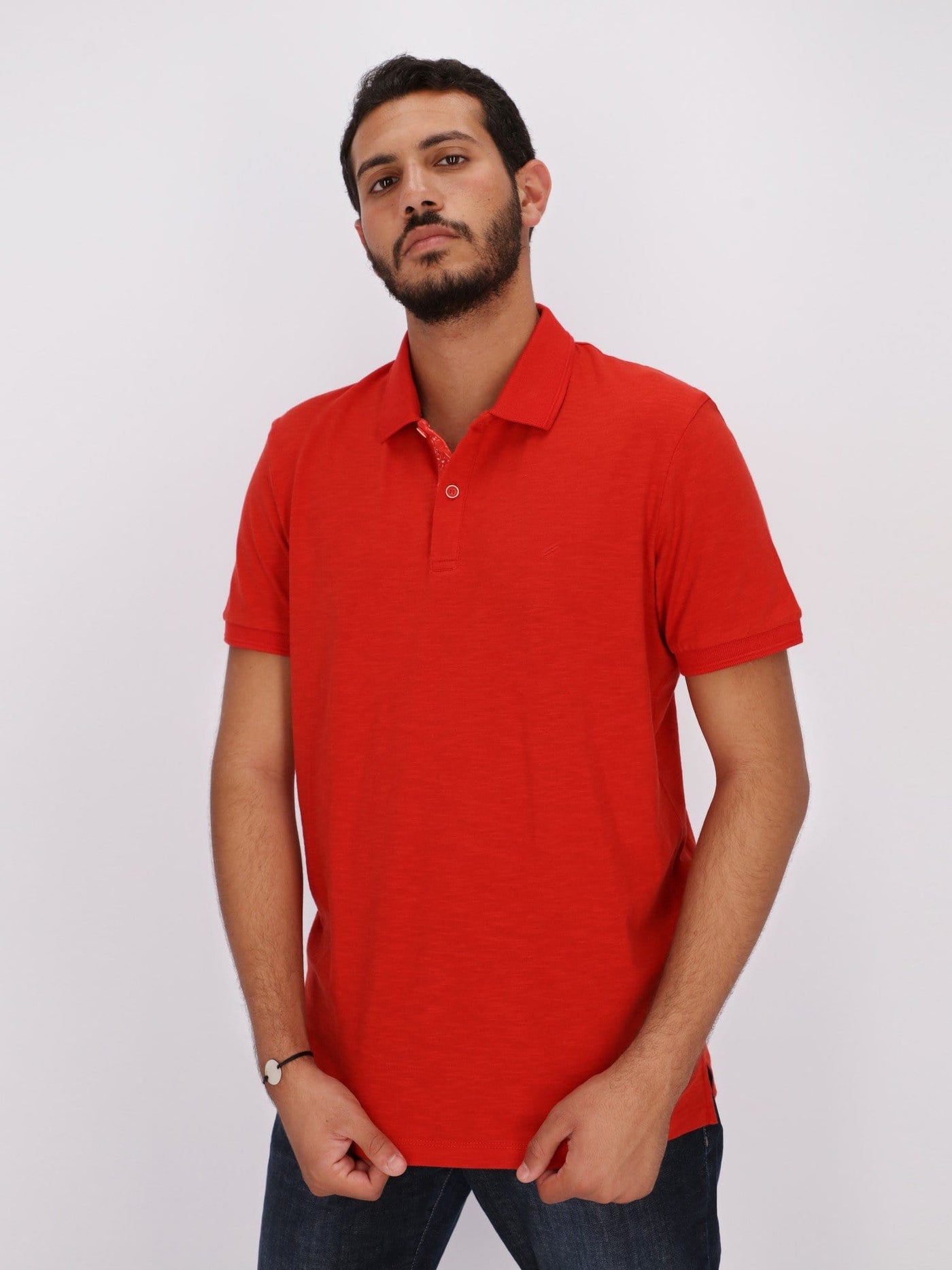 Daniel Hechter Polos Orange Red / S Basic Short Sleeve Polo Shirt with Printed Logo