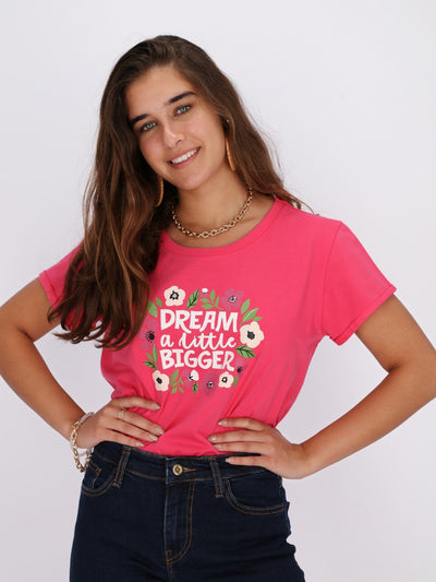 OR Tops & Blouses Fandango Pink / L T-shirt with Dream a Little Bigger Print