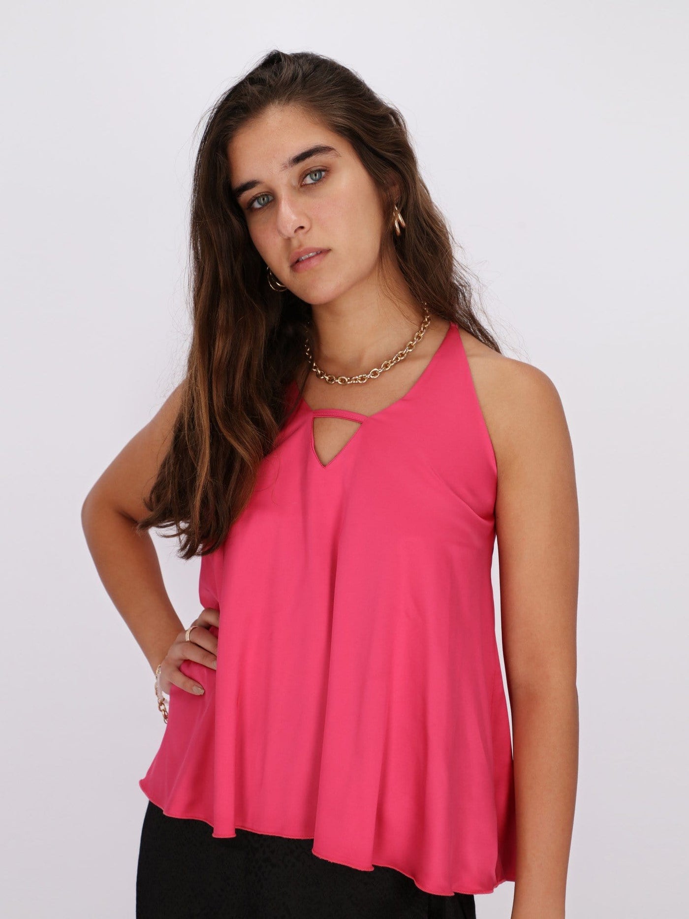 OR Tops & Blouses Fandango Pink / L Cross Back Top with Halter Neck