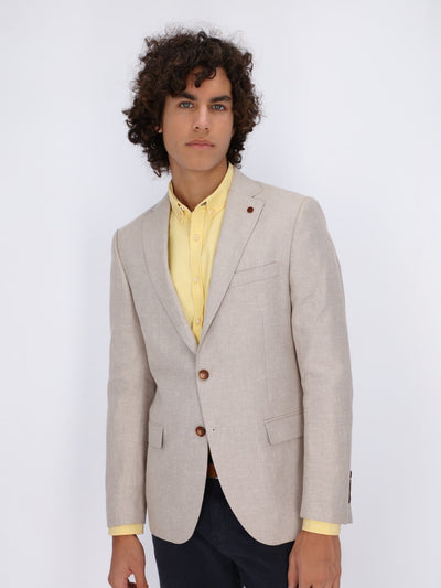 Daniel Hechter Suits & Blazers Taupe / 54 Notch Collar Turkey Jacquard Blazer