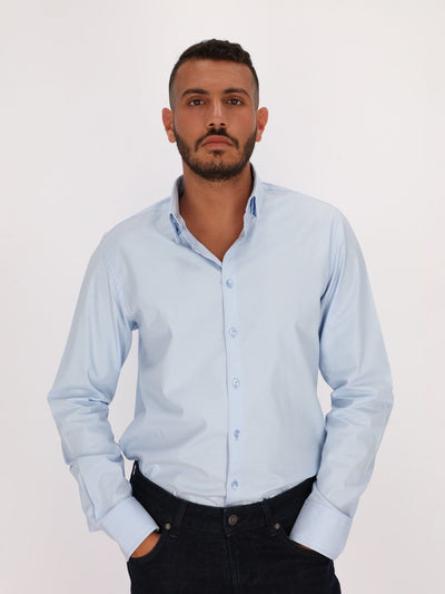 Daniel Hechter Shirts Ice Blue / 38 Basic Shirt with Long Sleeves