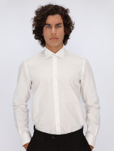 Daniel Hechter Shirts White / 39 Basic Jacquard Long Sleeve Shirt