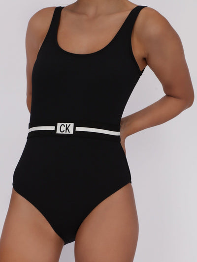 Calvin Klein Swimwear PVH Black / S Scoop Neck One Piece Swimsuit