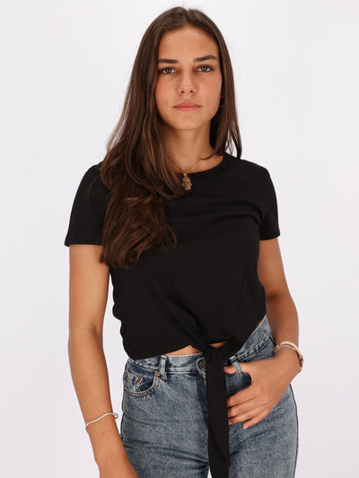 OR Tops & Blouses Front Knotted Short Sleeve Cropped Top