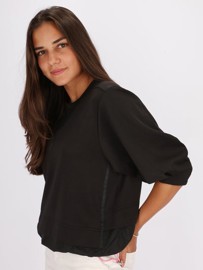 OR Sweatshirts & Hoodies Black / S 3/4 Puff Sleeve Elastic Hem Sweatshirt