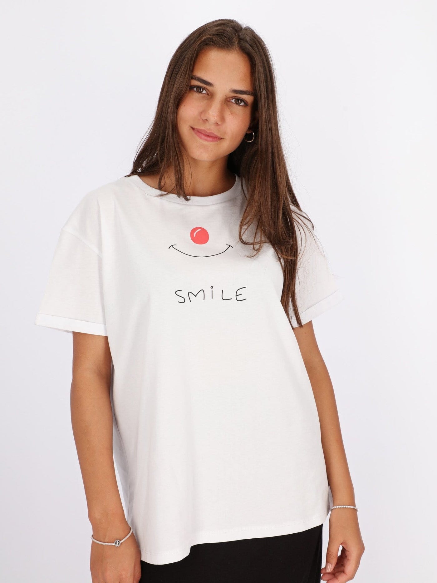 OR Tops & Blouses Smile Printed Loose Fit Short Sleeve T-shirt