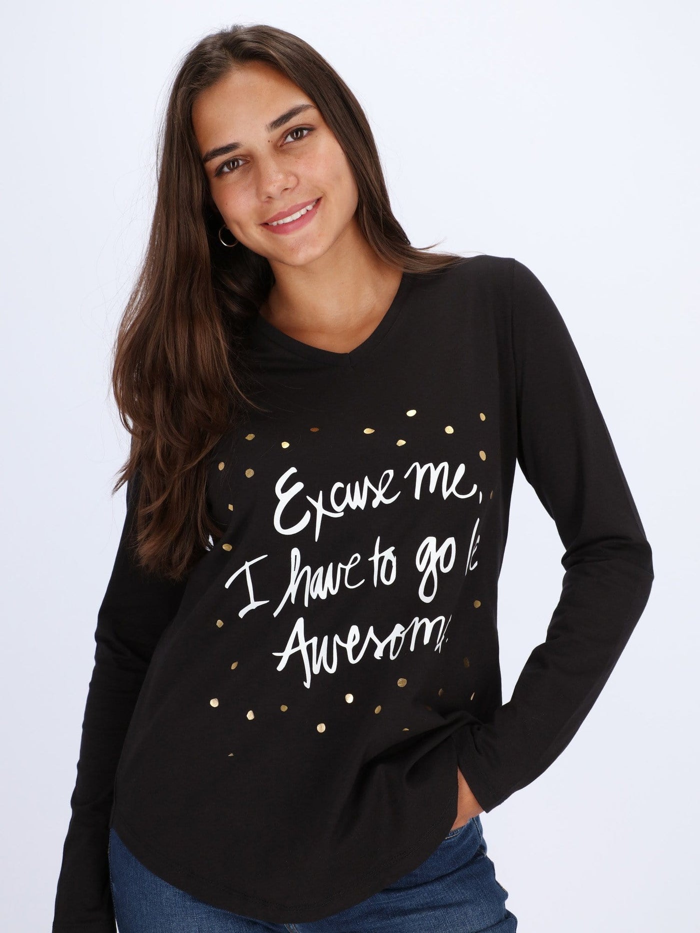 OR Tops & Blouses I have to Go Awesome Text Printed V-Neck T-shirt