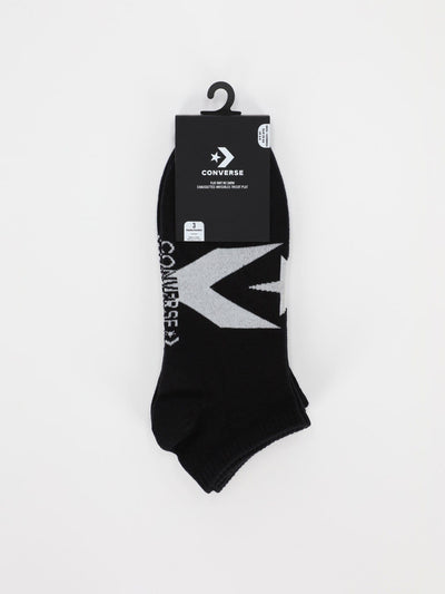 Converse Other Accessories 7 / MISC 3 Pairs of Flat Knit No Show Socks with Star Chevron Logo - Black