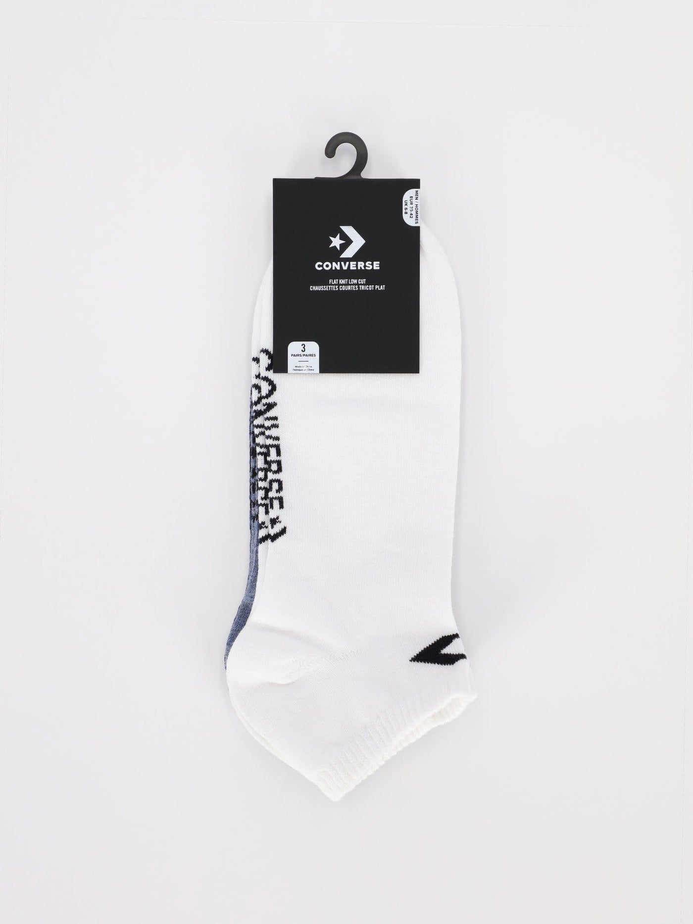 Converse Other Accessories 111 / 39-42 3 Pairs of Flat Knit Low Cut Socks with Star Chevron Logo -White/Denim/Navy