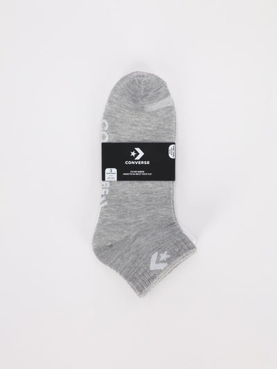 Converse Other Accessories POWDER BLUE / MISC 3 Pairs of Flat Knit Quarter Socks with Sparkly Star Chevron Logo - Light Grey/White/Black