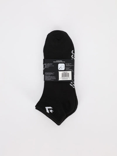 Converse Other Accessories 7 / 39-42 3 Pairs of Flat Knit Quarter Socks with Star Chevron Logo - Black